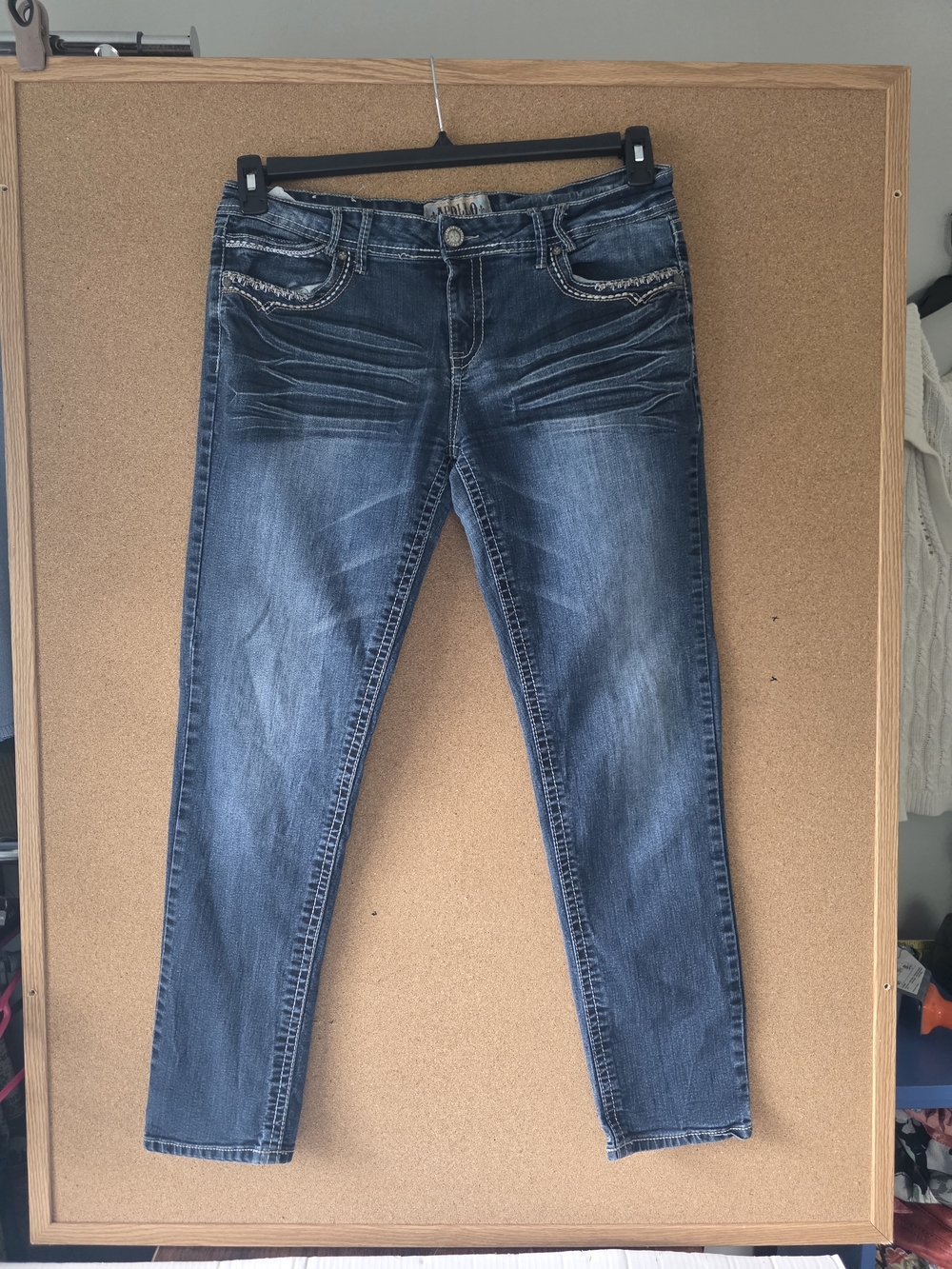 Apollo Embellished Straight Leg Bootcut Jeans Blue Denim Women’s Size 15/16